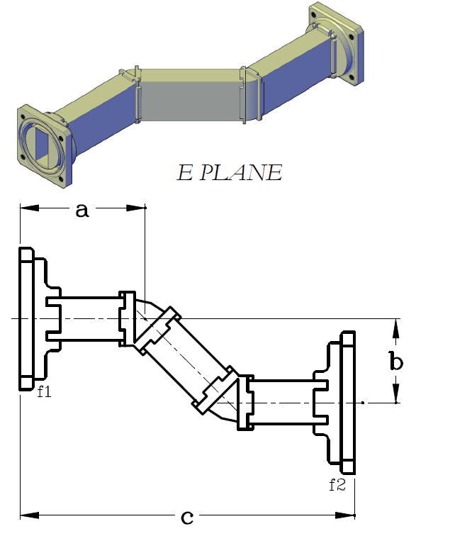 Rectangular Waveguide Cast E & H Plane Offset Assemblies