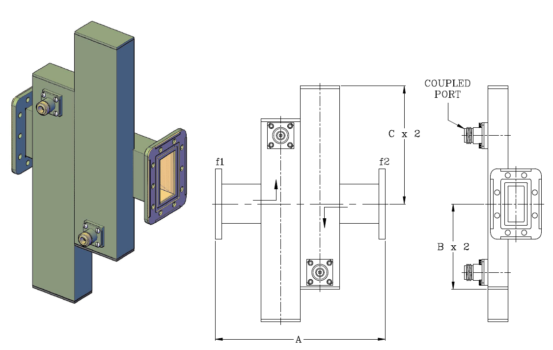 Rectangular Waveguide Dual Cross Guide Couplers